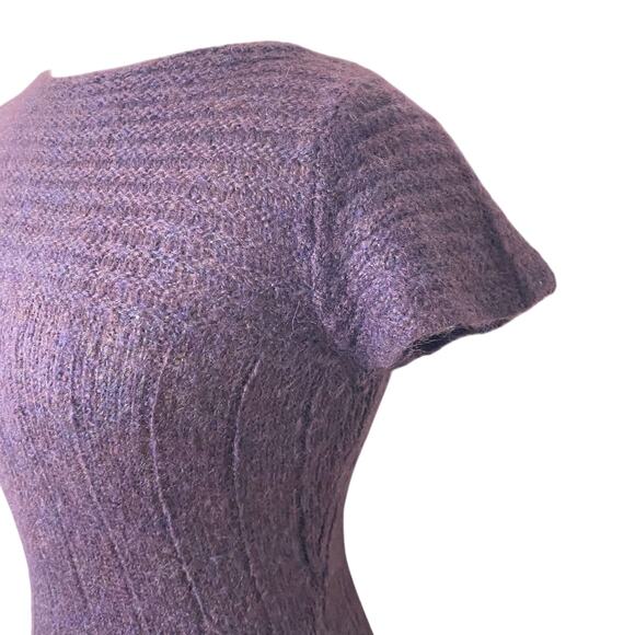 Stile Benetton Wool Alpaca Blend Short Sleeve Sweater Dress in Eggplant Size XS - Picture 3 of 12